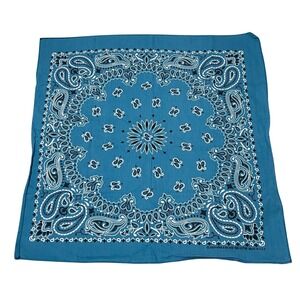 Hav-A-Hank Cotton Teal Blue Paisley Bandanna 15187 USA Rave Moon Star Western